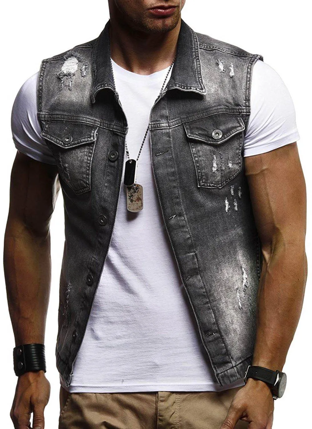 

2018 Jacket Autumn Winter Demin Vests Cowboy Slim Vests Men Sleeveless Jacket Plus Size Men Fashion Casual Clothes