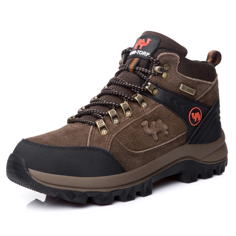 جلد طبيعي في الهواء الطلق الرياضية الكاحل أحذية التنزه ، الأزياء جلد العجل الجلد المدبوغ حذاء ارتحال ، الرجال روك تسلق الجبال الأحذية