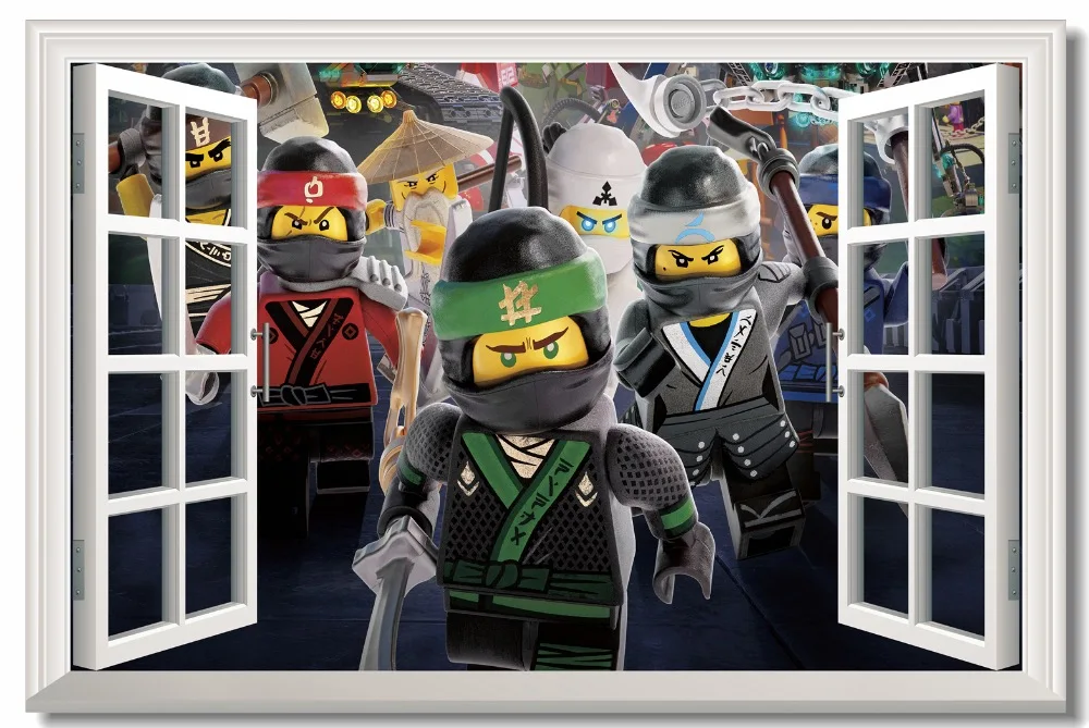 547 25 De Réductionimpression Personnalisée Toile Murale Ninja Guerriers Affiche Le Film Lego Papier Peint 3d Fenêtre Autocollant Enfant Chambre