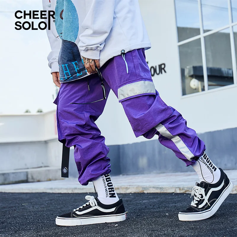 Cargo Pantaloni Da Uomo Hip Hop Tasche Dei Pantaloni Nastro Viola Pantaloni  Sportivi Allentati Lato Della Banda Pantaloni Pista di Abbigliamento  Streetwear|Cargo Pants| - AliExpress