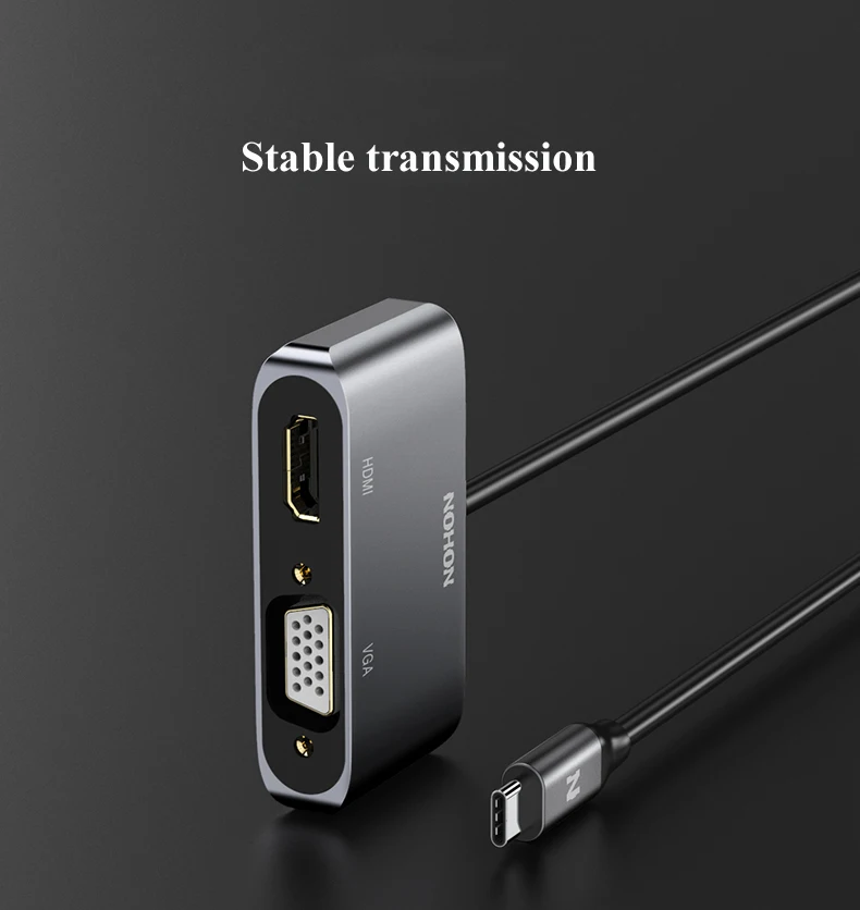 Nohon USB Type C HUB to HDMI VGA Adapter for MacBook Samsung Galaxy S9 Note 9 Huawei P20 Pro Mate 20 X Pro Laptop Type-C USB HUB Details (10)