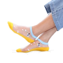 4 пар/лот милый мультфильм женские носки прозрачная Конфета тонкие бамбуковые счастливые носки невидимые низкие короткие носки женские трубки Meias