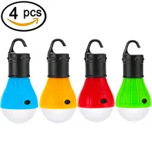 4-Pack Portable Outdoor Hanging Tent Camping Lamp Soft Light LED Bulb Waterproof Lanterns Night Light Use 3*AAA Battery
