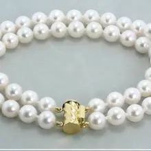 Подлинные двойные нити 9-10 мм натуральный Южное море белый жемчужный браслет 7,5 дюймов