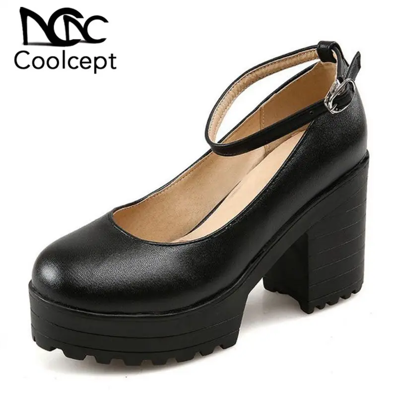 

Coolcept Women High Heels Shoes Ankle Strap Platform Women'S Shoes Fashion Sexy Vintage Shoes Party Woman Footwear Size 34-43
