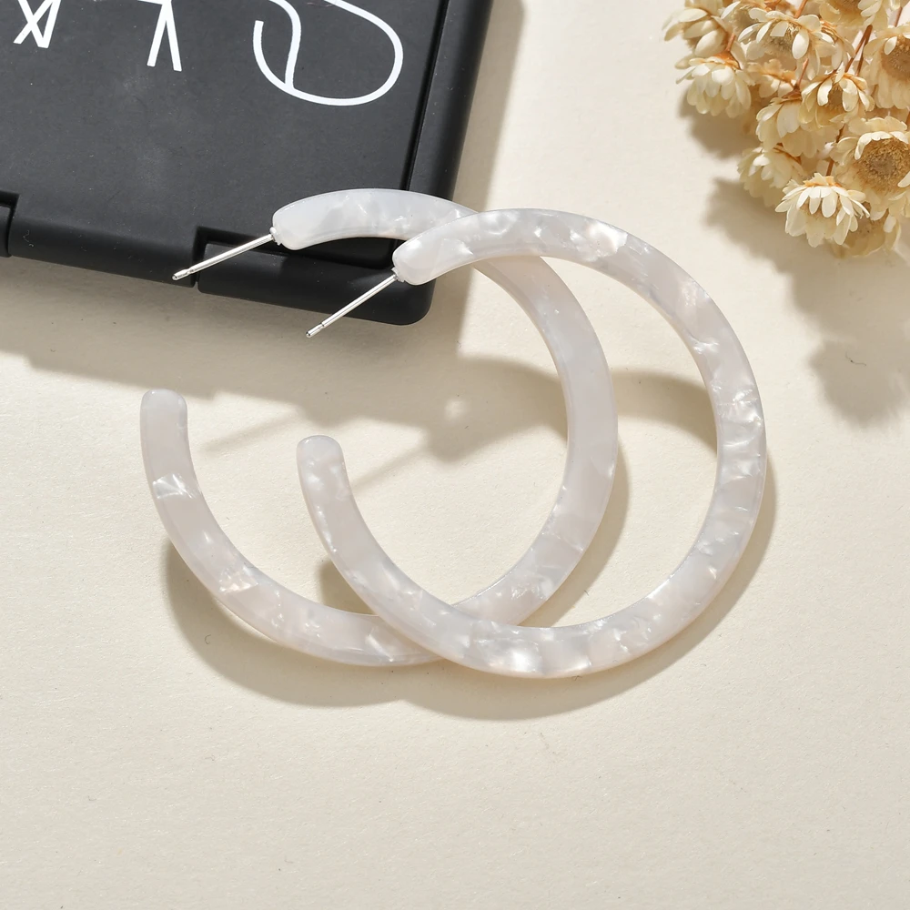 

New Fashion Bohemia Acrylic Acetate Aros Earrings Women Vintage Leopard Print Circle Hoops Alloy Earring Mujer Jewelry Female