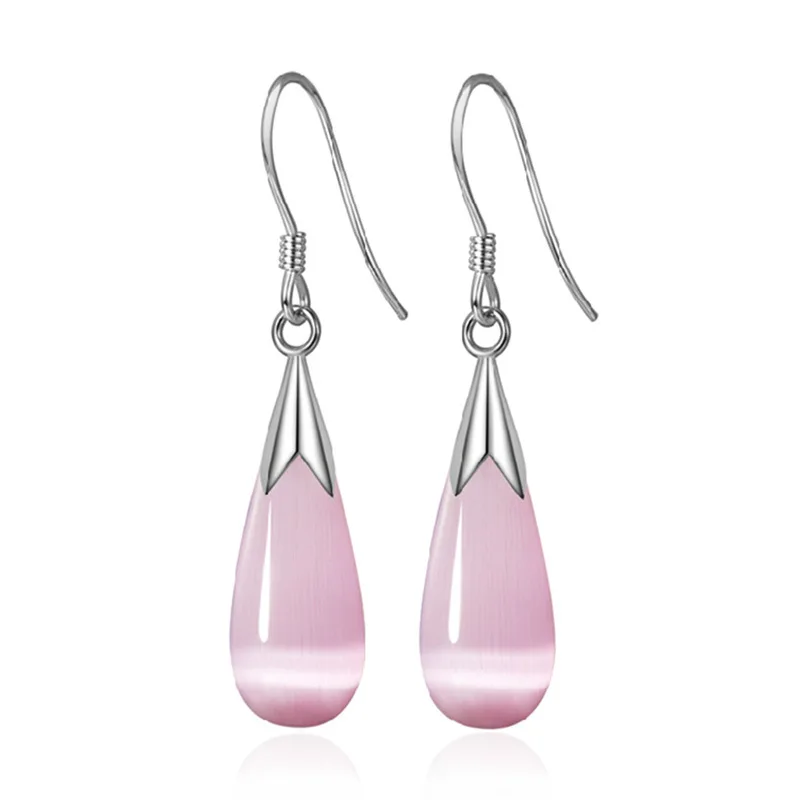 

925 Sterling Silver Fashion Female Cat Eye Drops Water Drops Earrings jewelry Earrings Jewelry