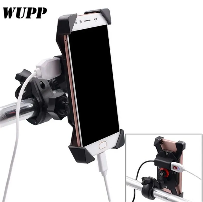 

WUPP Bracket Motorcycle Handlebar Mount Holder Telescopic Phone Holder With USB Charger Charging For Cellphone GPS
