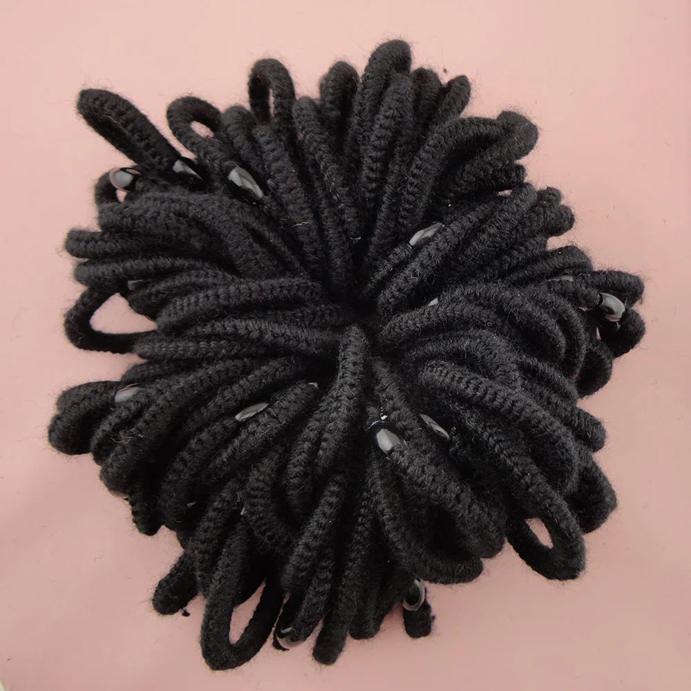 50PCS Black Wool Cords Crochet Wrapped Elastic Ponytail Holders Hair