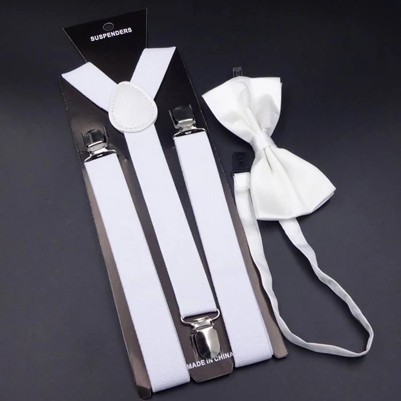 Взрослых 3 Clip-на Y вернуться Эластичные подтяжки Bowties набор подтяжки для чулок Галстуки бандажа пояса ремень для Для женщин человек