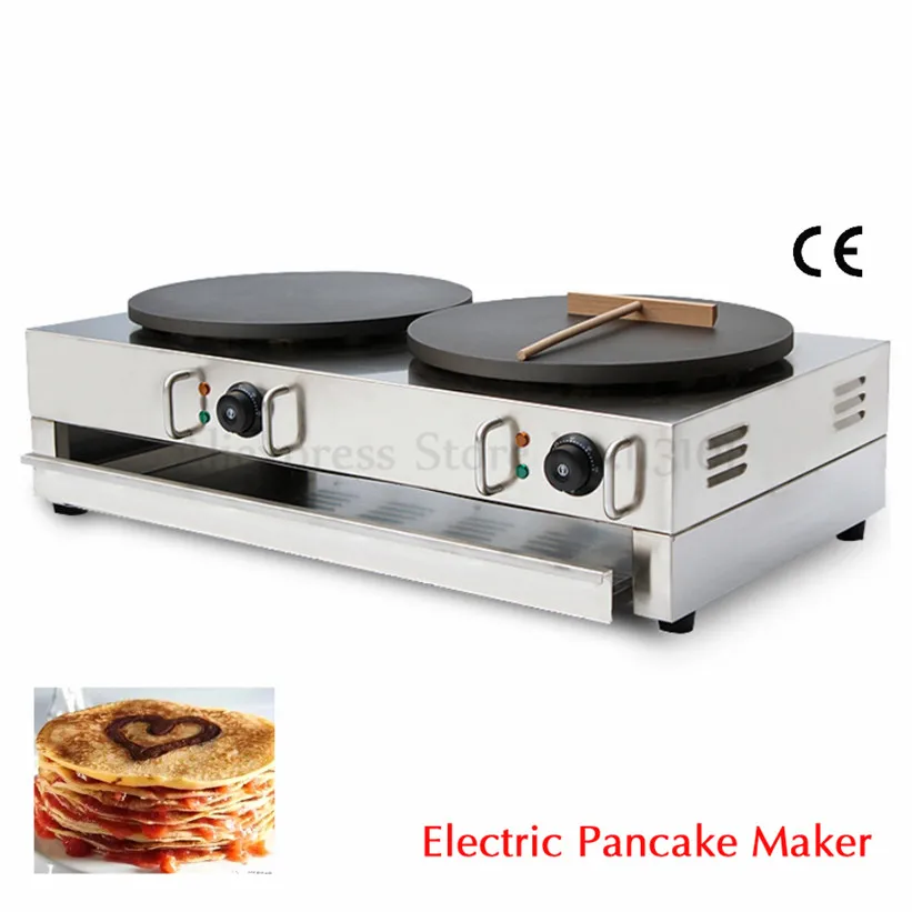 Double Pans Electric Crepe Machine Pancake Maker Jianbing Pancake