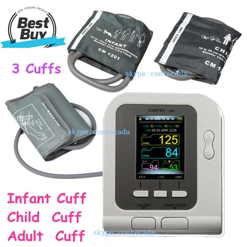  Digital Blood Pressure Monitor NIBPAdult+Child+Pediatric+SWSphygmomanometer CONTEC08A Portable