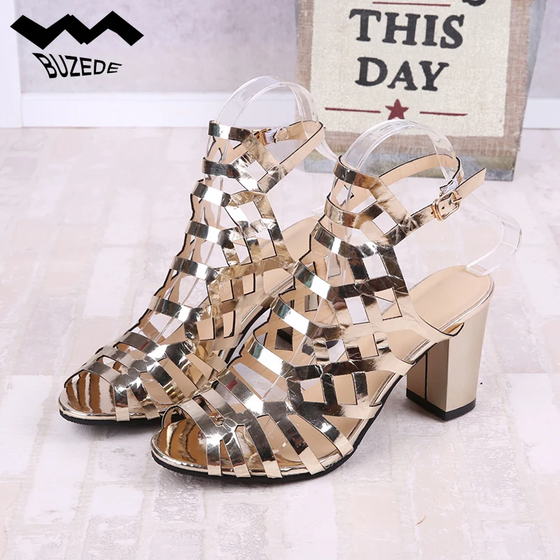 BUZEDE Super High 8.5cM Thin Heel Platform Button PU Leather Fashion Women Sexy Shiny Stripe Shoes Ladies Wedding Party | Обувь
