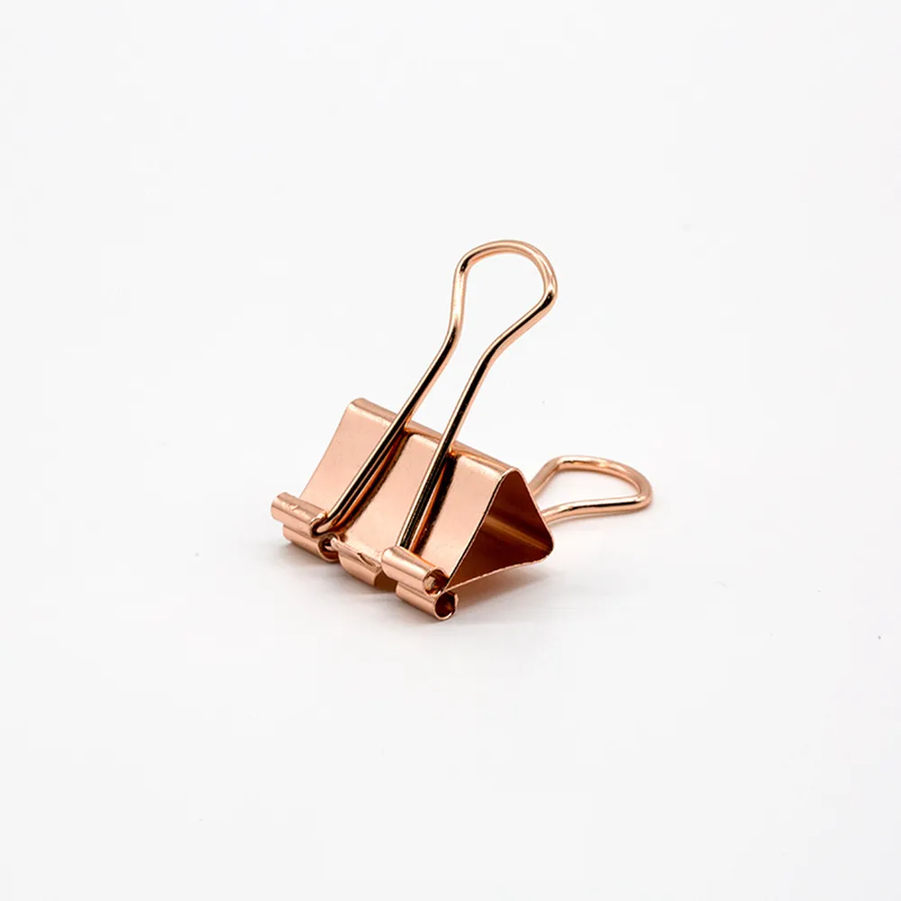 25pcs 19mm Rose Gold Paper Clips Sizes with Acrylic Clip Dispenser