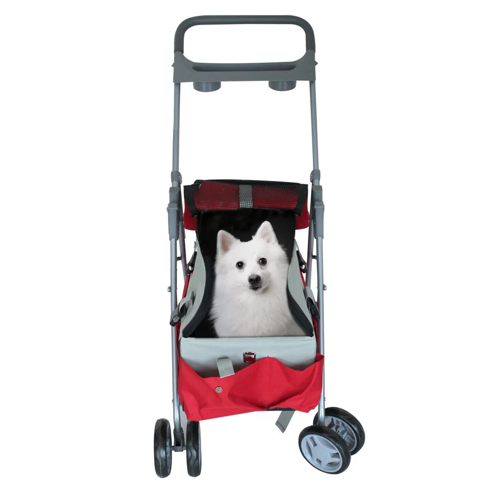 Collapsible pet stroller dog and cat four wheel trailer