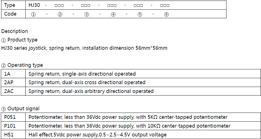 SJ30 выход потенциометра промышленный джойстик SJ30-2AP-P101-MS22-HDR-C