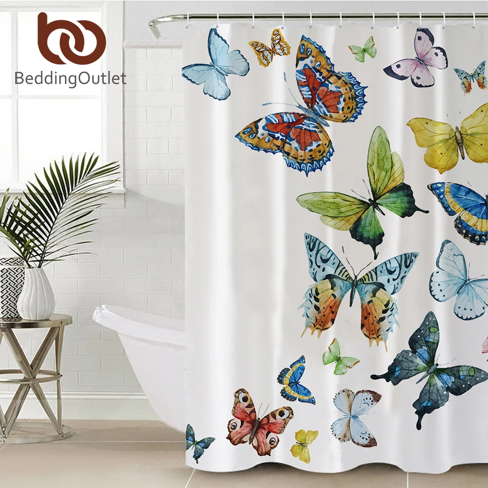 BeddingOutlet душевая занавеска с летающими бабочками Полиэстеровая