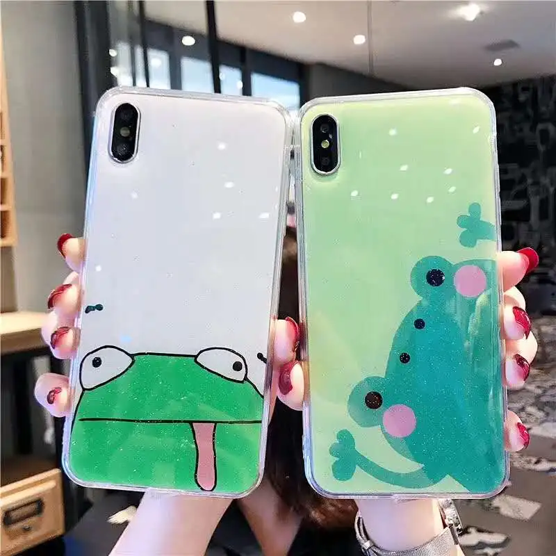 

all-inclusive soft TPU phone case For iphone Xs Max Xr 10 X Cute little frog pattern shell For iphone 6 6S Plus 7 8 Plus Cases