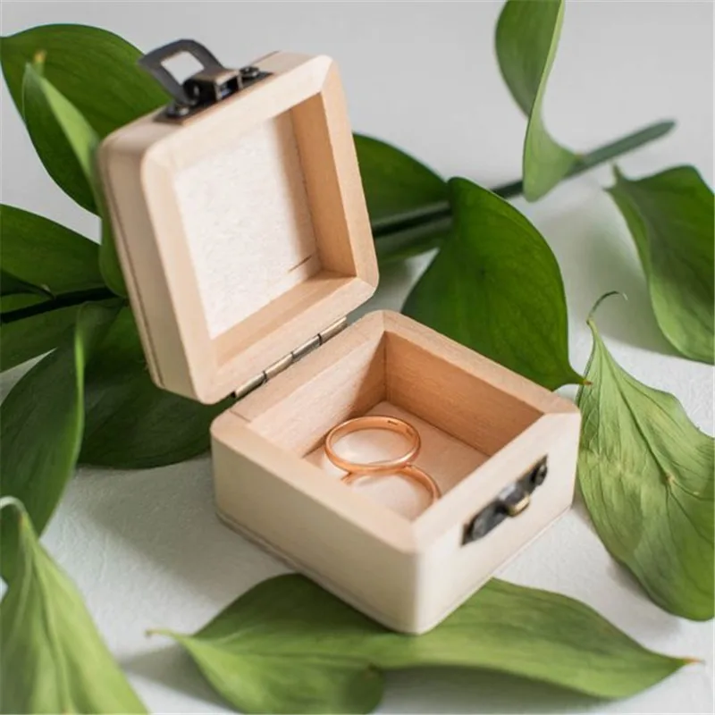 Geometric Vintage Wooden Custom Ring Box Wedding Unique Personalized Rustic Ring Holder Box Jewelry Proposal Ring Bearer Box (3)