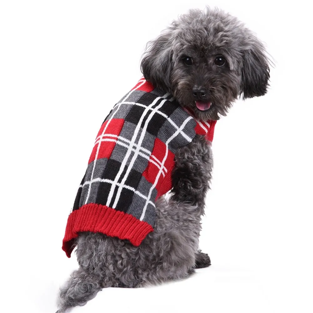 Sweater For Dogs Plaid Dog Cat Pullover Cloth Autumn Winter Warm