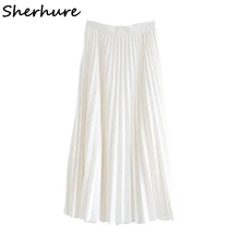 Шерхуре весенние женские юбки высокая талия Женская длинная юбка Saias Женская белая длинная юбка миди Jupe женские юбки