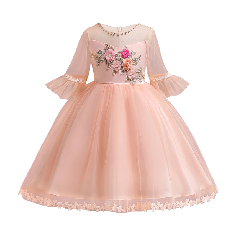 New-Lace-Flower-Princess-Dress-2018-Christmas-Girl-Dress-Autumn-applique-Petals-teens-Girls-Princess-Wedding