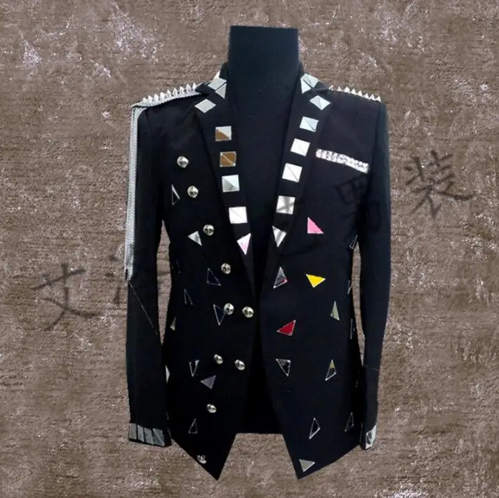 

Men Suits Designs Lenses Homme Terno Stage Costumes For Singers Men Sequin Blazer Dance Clothes Jacket Star Style Dress Punk
