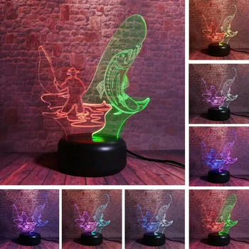 

Amroe Hot Go Fishing Big Fish Fishermen Man 7 Colorful Gradient Illusion Lamp Christmas Kids Birthday Holiday New Year Toys Gift
