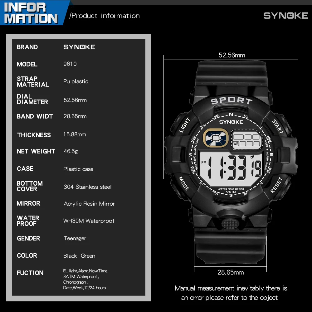 SYNOKE мужские спортивные часы светодиодный цифровой Известный люксовый бренд из нержавеющей стали с календарем сигнализация водонепроницаемые армейские мужские наручные часы оптом