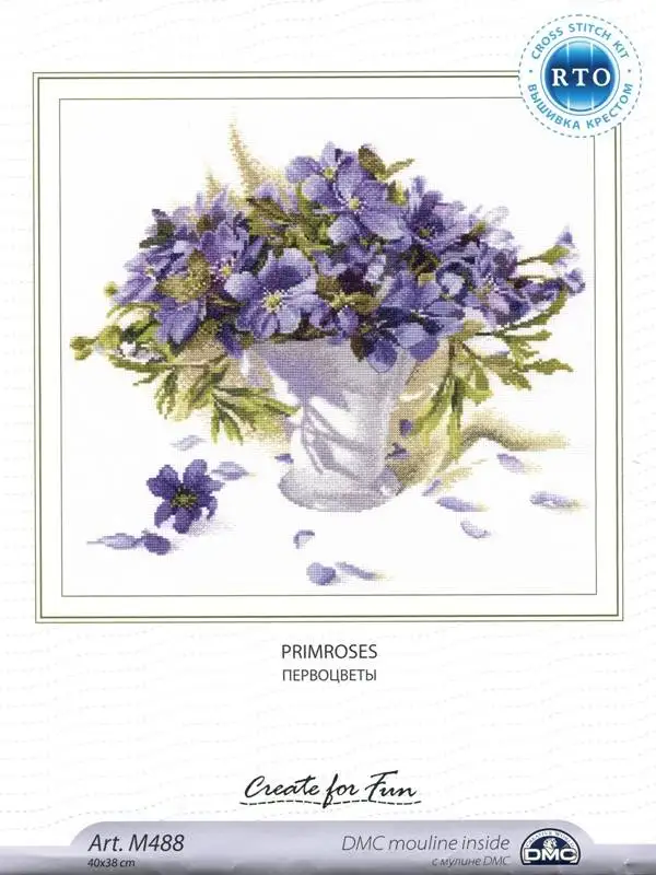 

Gold Collection Lovely Counted Cross Stitch Kit Primroses Purple Primrose Flower Flowerrs Bouquet Vase rto