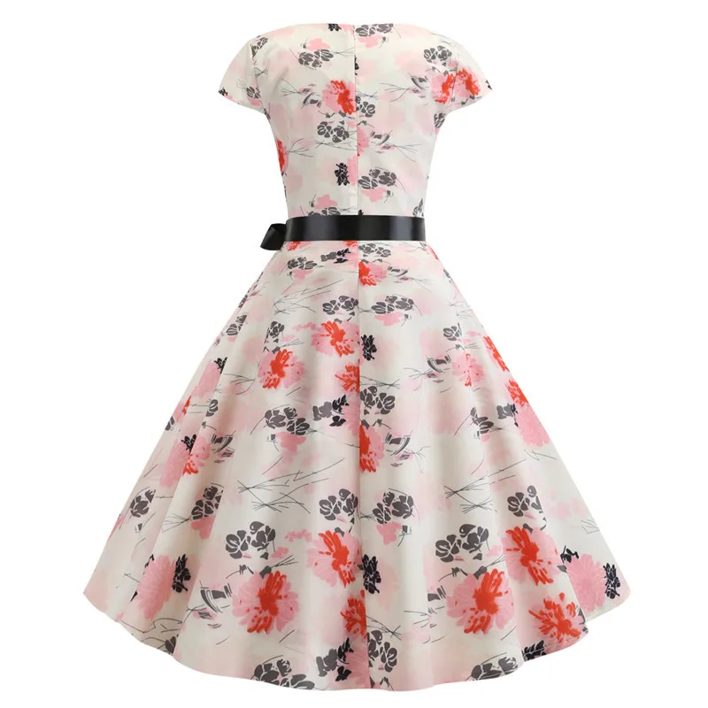 2019 Women Summer Dress Vintage Floral Print Rockabilly