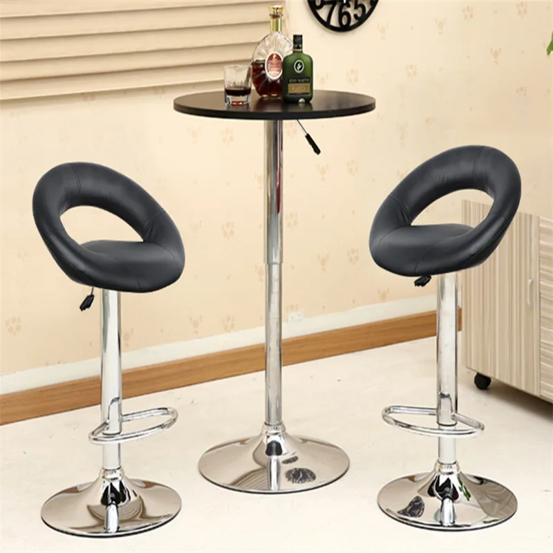 

2 Pcs PU Leather Bar Stools Modern Bar Chair Bar Chairs Adjustable Swivel Chairs Moon Shaped Backrest Swivel Chair HWC