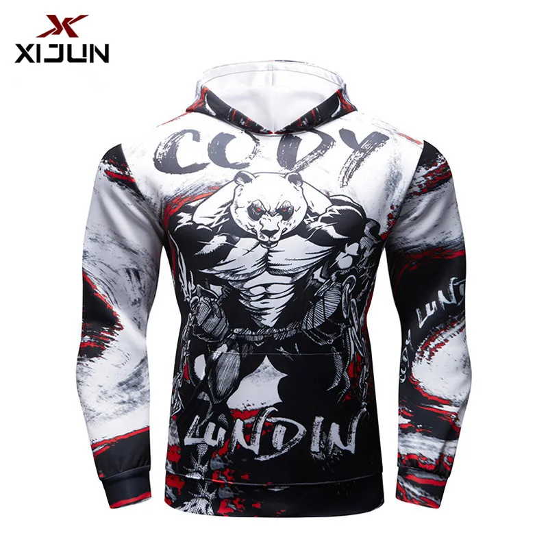 

Xijun New 3d Printed panda Hoodies, Sweatshirts Men Fitness Sportswear For Men Quick-drying Clothes Long Sleeve Tops White Black