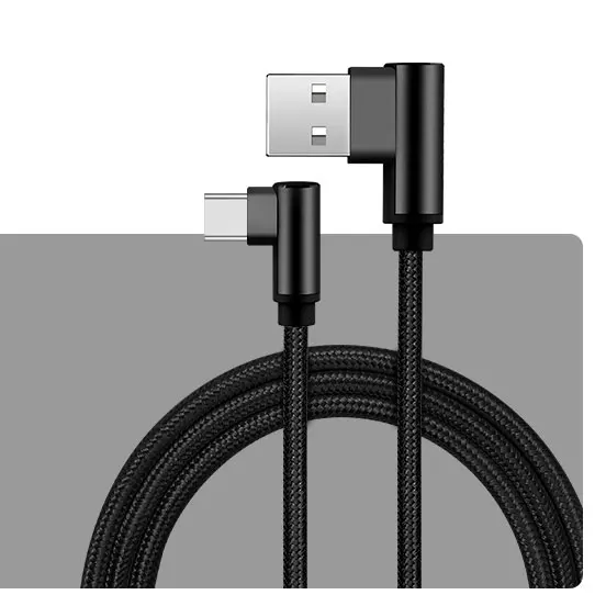 Кабель usb типа C EECPT с 90 градусами, кабель для быстрой зарядки и передачи данных, кабель для зарядного устройства type-C для samsung Xiaomi mi 9, красный кабель mi Note 7 USB-C - Цвет: Black