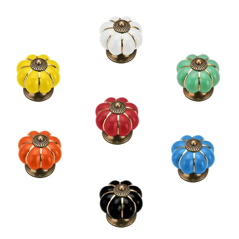 

2Pcs Pumpkin-Pattern Drawer Handles Cupboard Door Knobs Cabinet Puller Hardware Accessory With Screws For Furniture