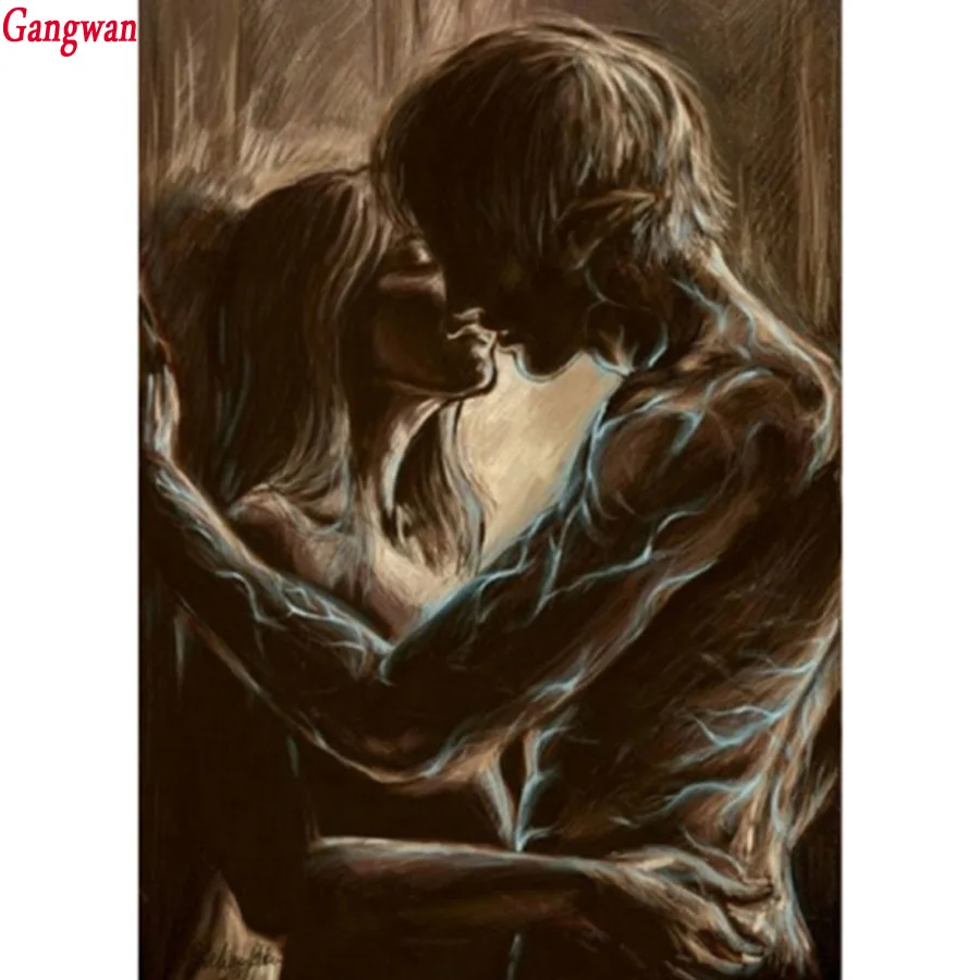 Diamond Mosaic lover Kiss cross stitch full square round stones Diamond Embroidery diamond painting couple picture bedroom decor