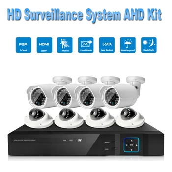 

PUAroom 8CH IP66 night vision IR-Cut AHD surveillance cameras H.264 onvif video recording diy Home Security Systems