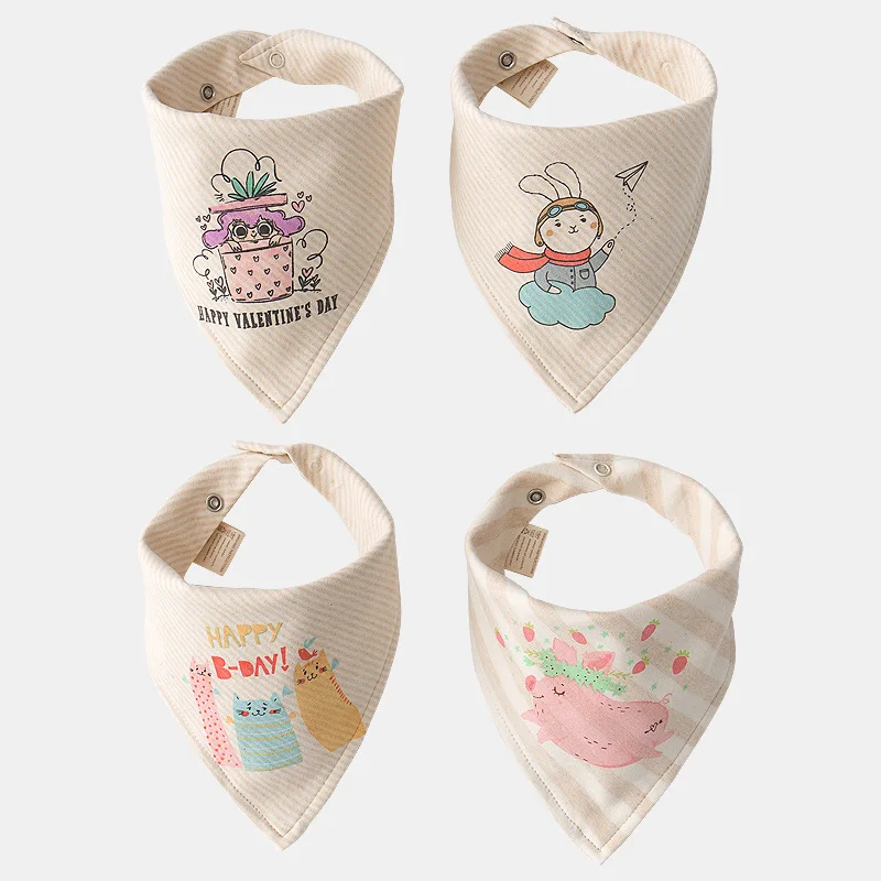 2019 New Baby Bibs Cute Hippo Print Bib 4pcs Burp Cloths Baby Accessories Stuff Slabbetjes Babador Bandana Baby Feeding Combed