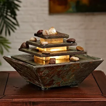 

Free shipping Running Running Water Fountain Water Scenery Decorative Money Wind Water Wheel Indoor Desktop Humidifier Stone Win