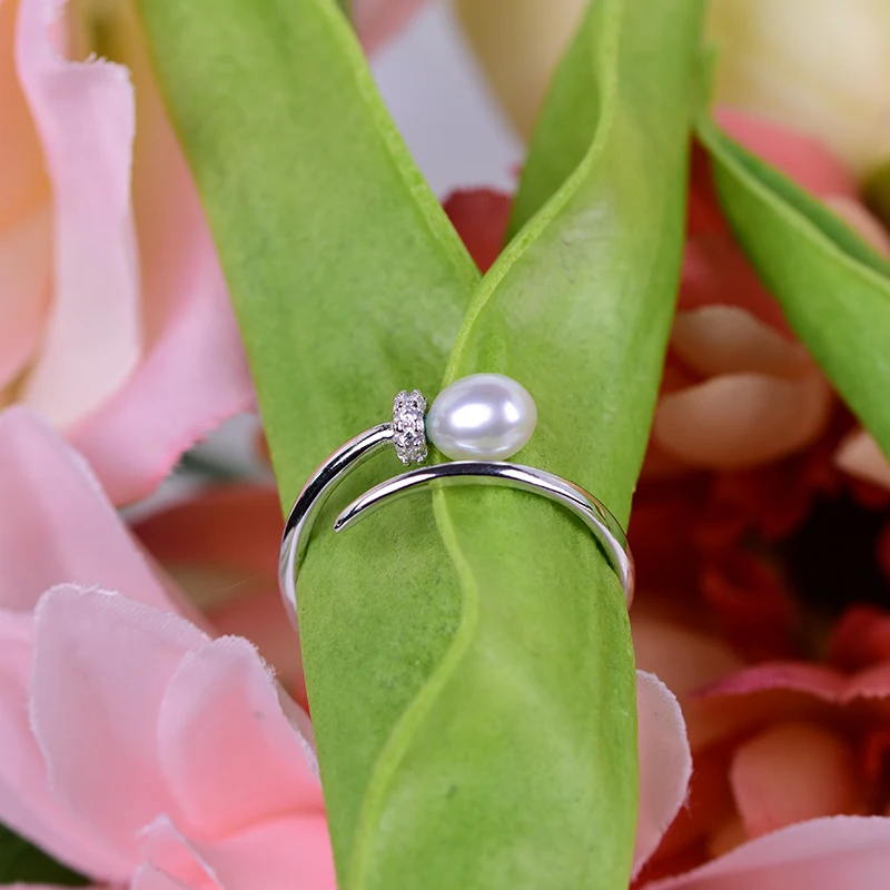 YIKALAISI 925 пробы серебряные кольца с натуральным пресноводным жемчугом Ювелирные изделия для женщин 5-6 мм размер жемчуг 4 цвета белый розовый фиолетовый черный