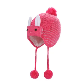 

New Thick Hat For Girls Boys Winter Hat Children Plus Velvet Beanies Ear Guard Baby Rabbit Knitted Beanie Warm Caps Solid Bonnet