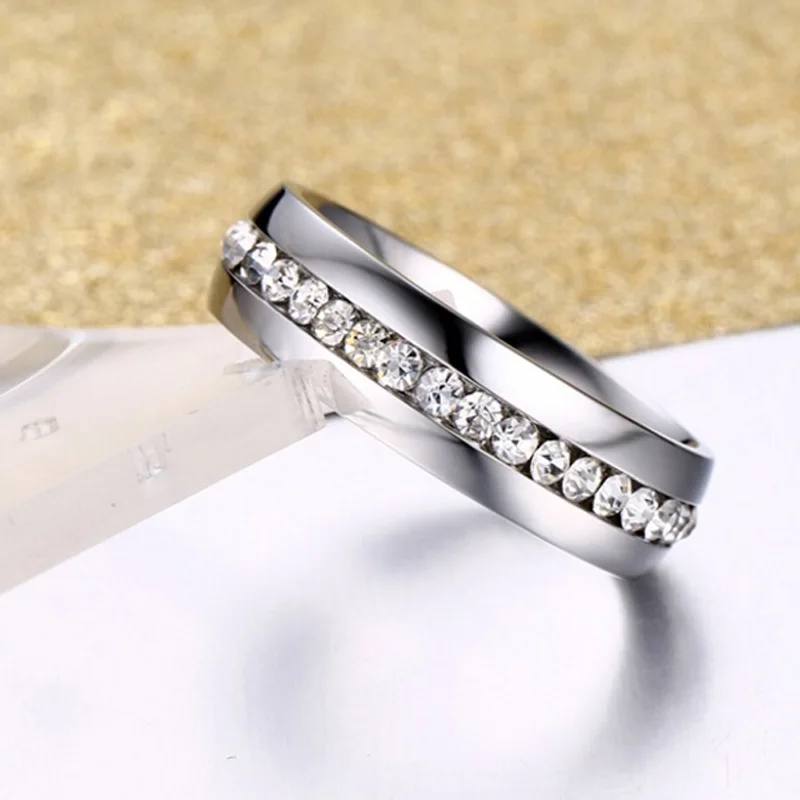 Cute Vintage Stainless Steel Ring Anel Inlay Reinestone Bridal Engagement Wedding Ring for Women Christmas Gift Fashion Jewelry wedding rings,finger rings,womens ring,jewelry rings,ring jewelry