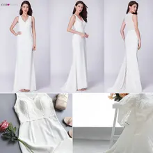 Robe De Mariee Ever Pretty Новое поступление Элегантные Простые трапециевидные кружевные винтажные Свадебные платья без рукавов с v-образным вырезом и маленьким шлейфом
