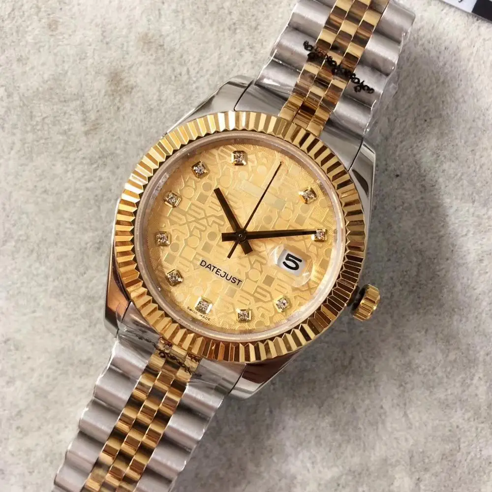 

Hot sale luxury men's automatic mechanical watch 116233 41 mm champagne color dial 2813 automatic movement stainless steel strap
