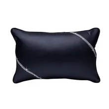 Поддержка автокресла черный PU поясничного подушки авто интерьер автомобиля сзади с блестящими бриллиантами украшения 1 шт