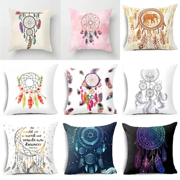 

45*45cm Dreamcatcher Printed Cushion Covers Polyester Cotton Pillowcase Couch Car Waist Pillow Covers Office Home Decorative