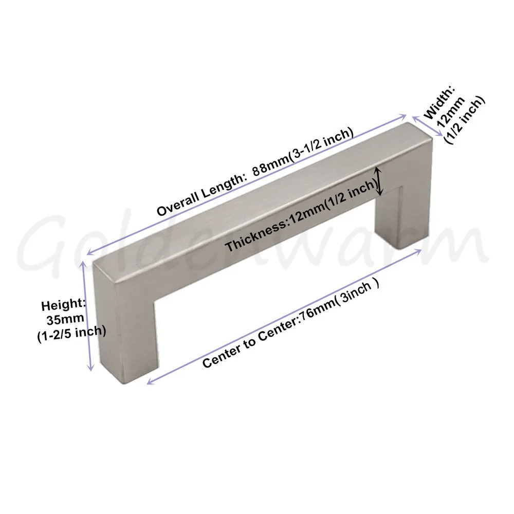 3 Inch Hole Centers Drawer Pulls Brushed Nickel Lsj12bss76 Square