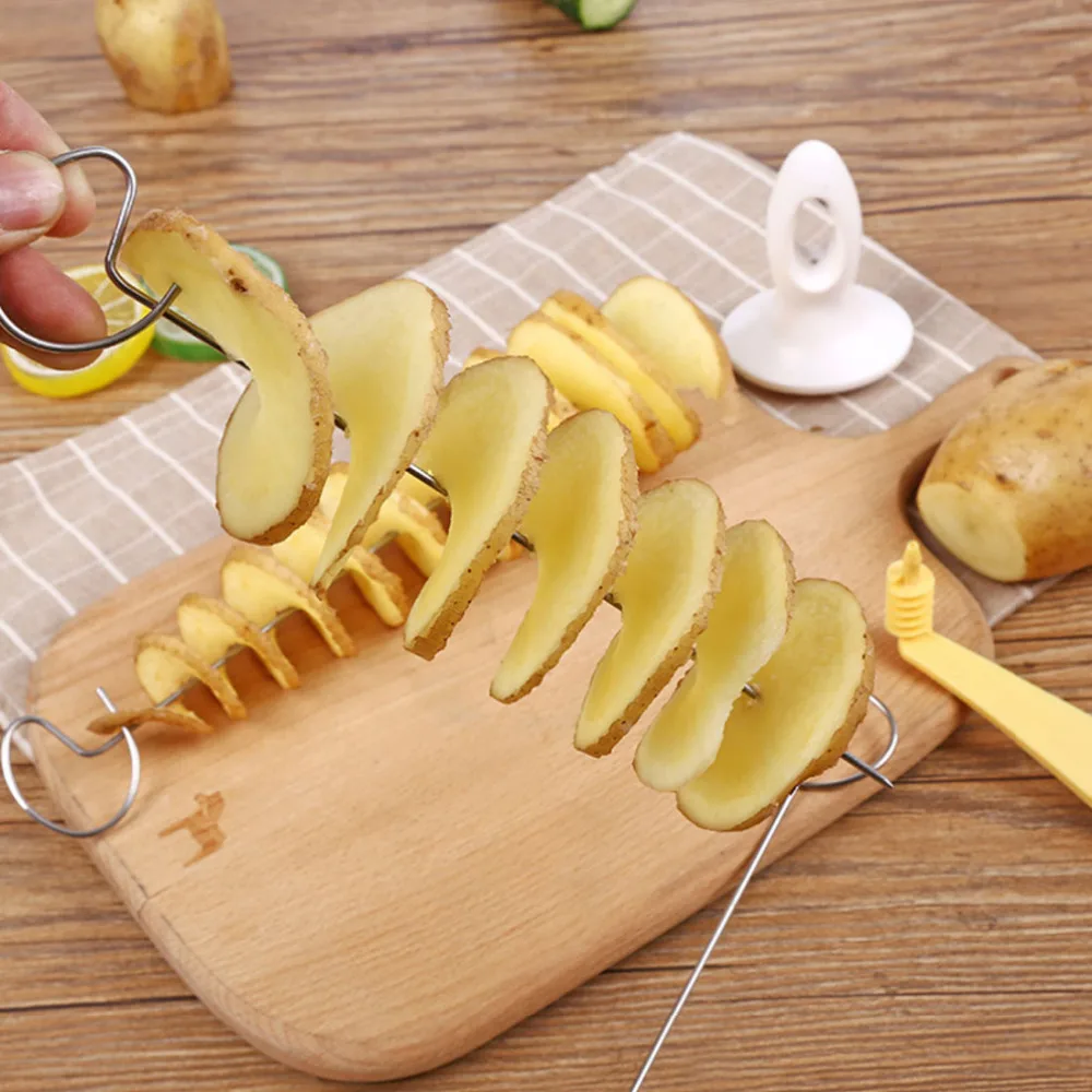 Домашний Торнадо, картофель спиральный резак слайсер спиральные чипы щепы, что делает спиральный нож спирализатор аксессуары для кухни инструменты