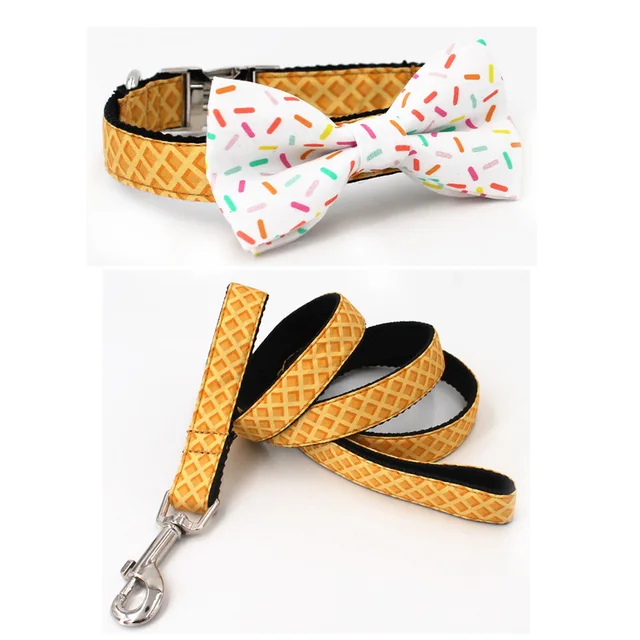 New Designer Dog Collars With Sprinkles Bow for Big Small Dogs Cone Pattern Soft Pet Padded Dogs Collar 1