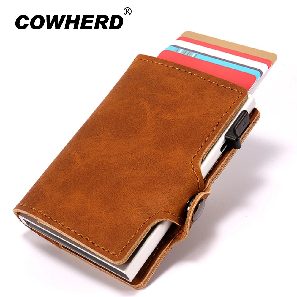 

2019 Fashion New Arrival RFID Business Card Wallet PU Leather Automatic Pop Up Metal Wallet Credit ID Card Holder Hot Selling